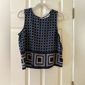 Forever 21 Navy and White Geometric Tank Top